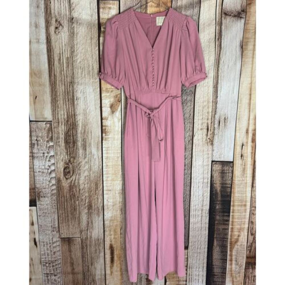 Gal Meets Glam Gabriella Jumpsuit Tie Waist Pink Orchid Size 2 Spring Classic